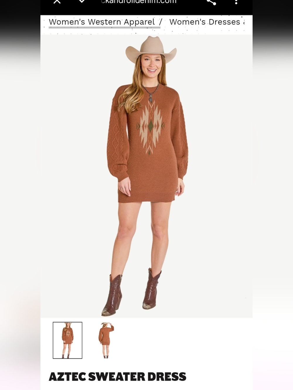 Aztec Sweater Dress - Rust